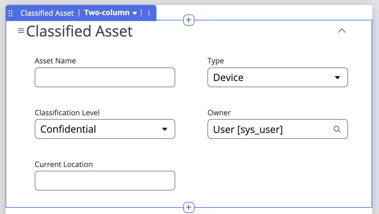 Classified Asset form builder