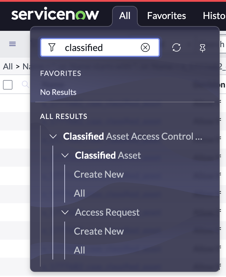 Classified Asset Access Control dashboard screenshot
